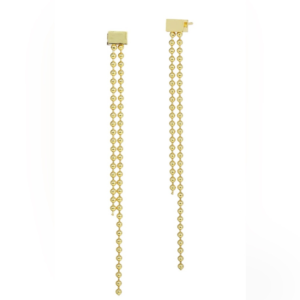Savvy Cie 18k Gold Plated Ball Chain Drop Earrings